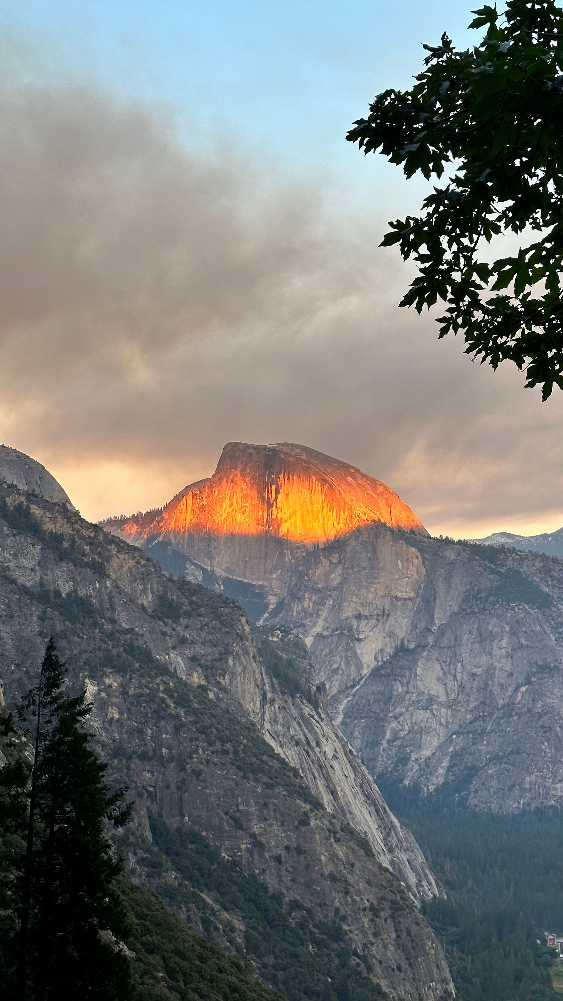 Half Dome lit at sunset