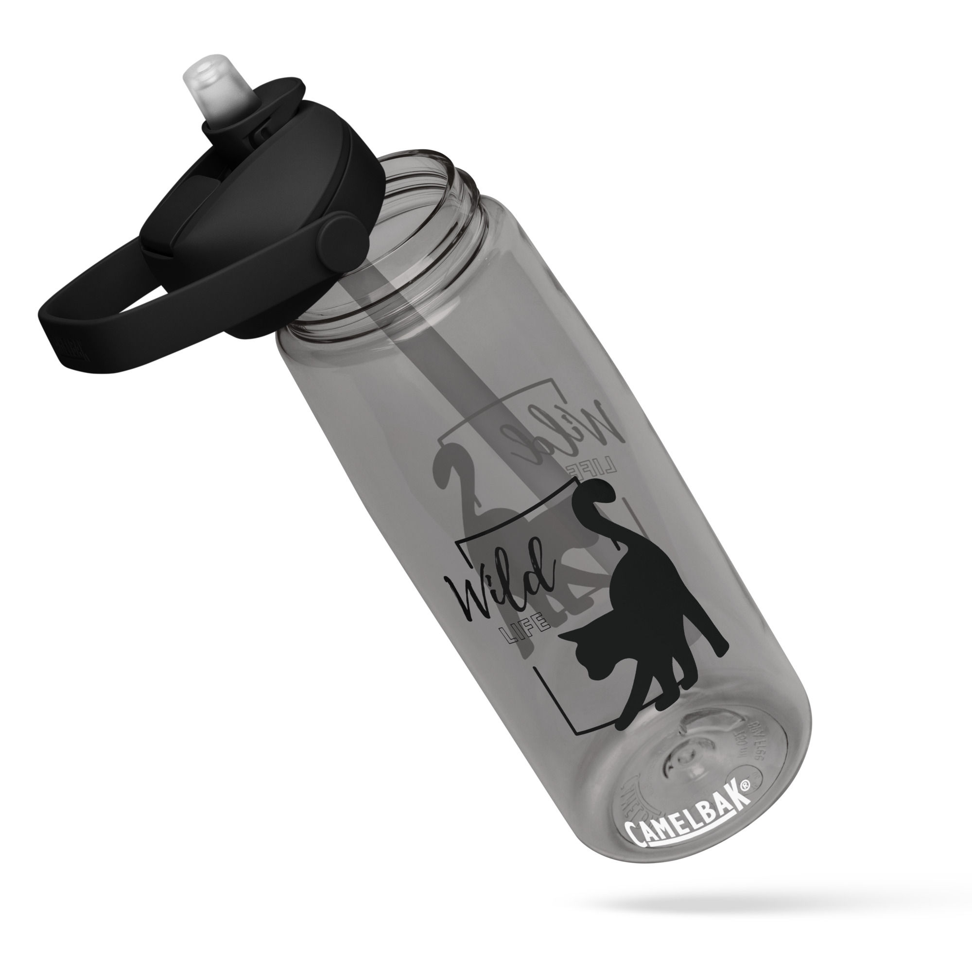 Katzen Wasserflasche mit umklappbarem Trinkhalm Wild Life