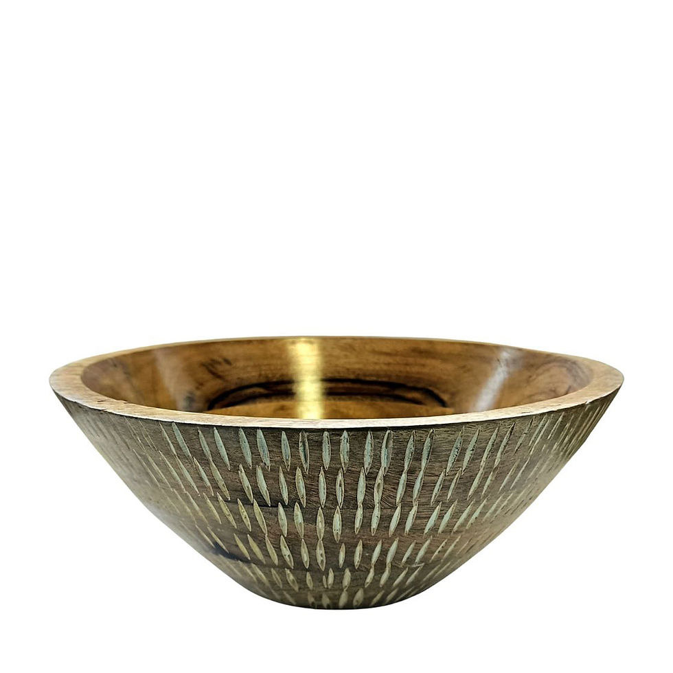 Thumbnail: Rain Drops Hand-Carved Mango Wood Serving Bowl -Natural– Sustainable | Hartsmede