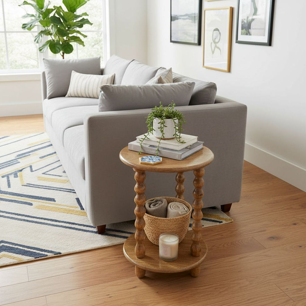 Thumbnail: Handcrafted Mango Wood Side Table Detachable Bobble Legs Large 14/15" Top