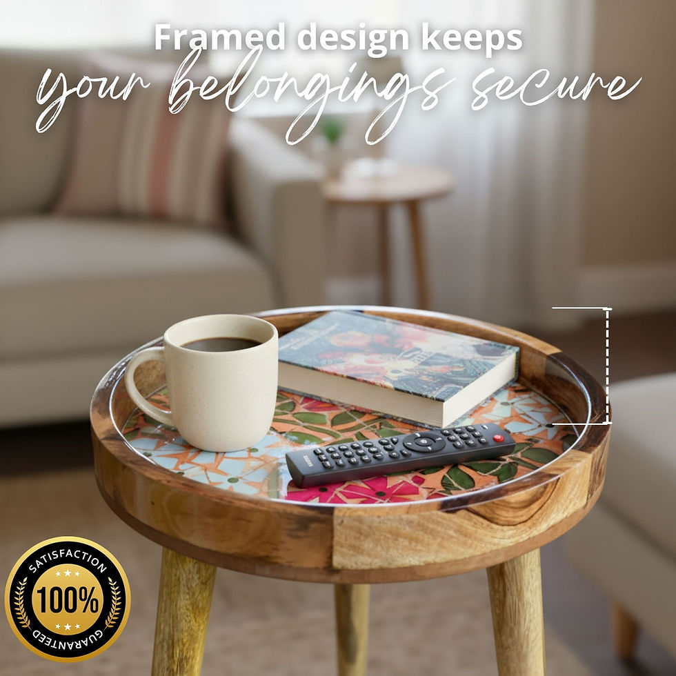 Thumbnail: Handmade Mango Wood Side Table Large 13" Top With 22" Detachable Legs Mosaic