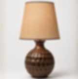 Thumbnail: Pebbles Hand Carved Mango Wood Table Bedside Lamp with Linen Shade 10"