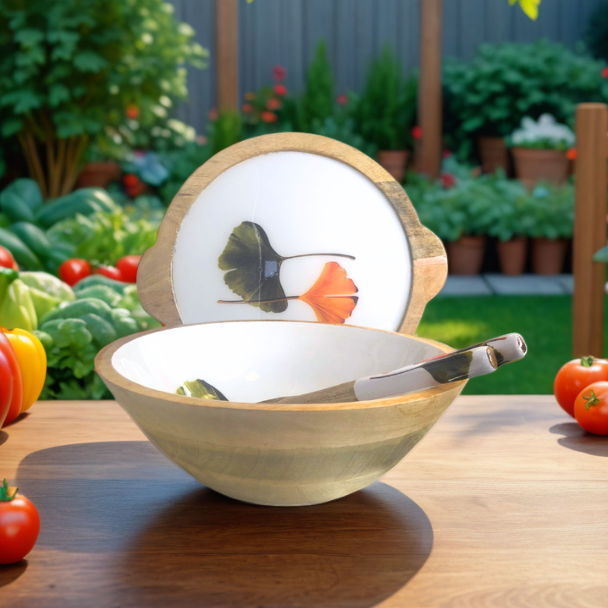 Genko Serving Bowl Set With Lid & Serving Spoons