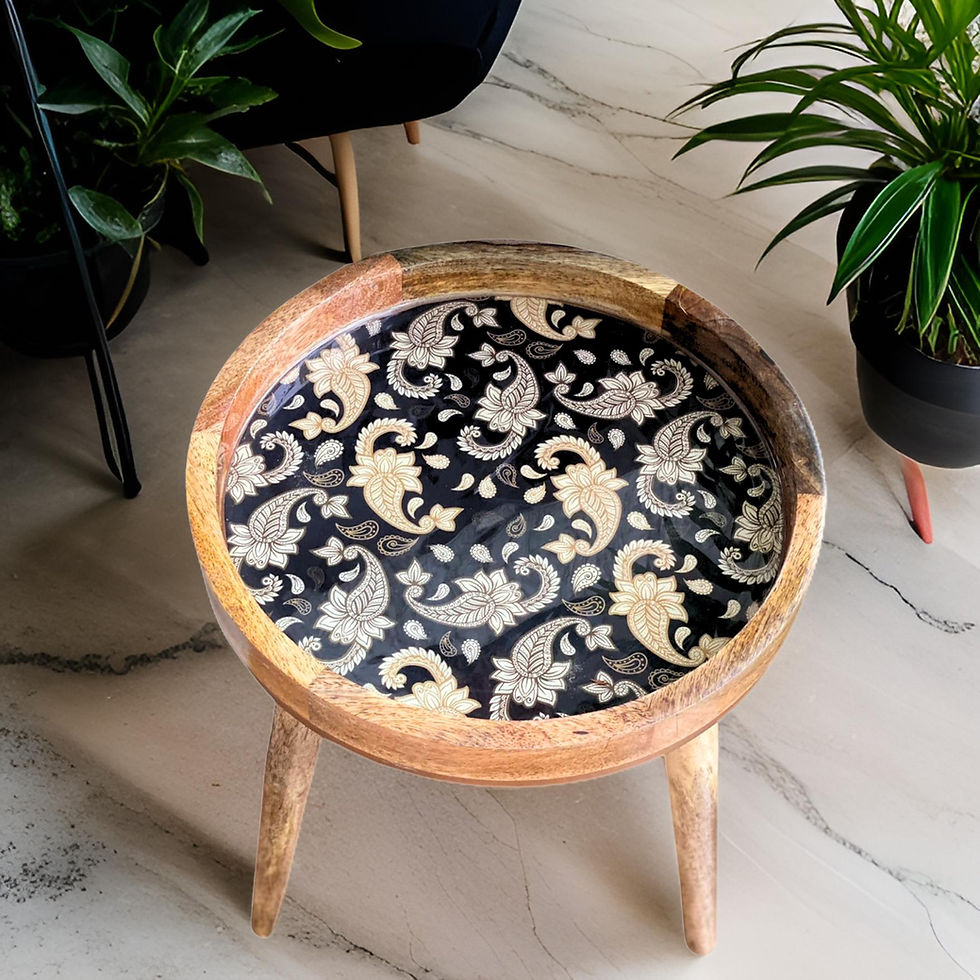 Thumbnail: Handmade Side Table Solid Mango Wood Detachable Legs Stunning Patterns
