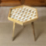 Thumbnail: Handmade Side Table Large 18" Top Mango Wood Detachable Legs Cube Inlay
