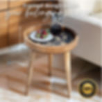 Thumbnail: Handmade Mango Wood Side Table Large 13" Top With Detachable Legs French Paisley