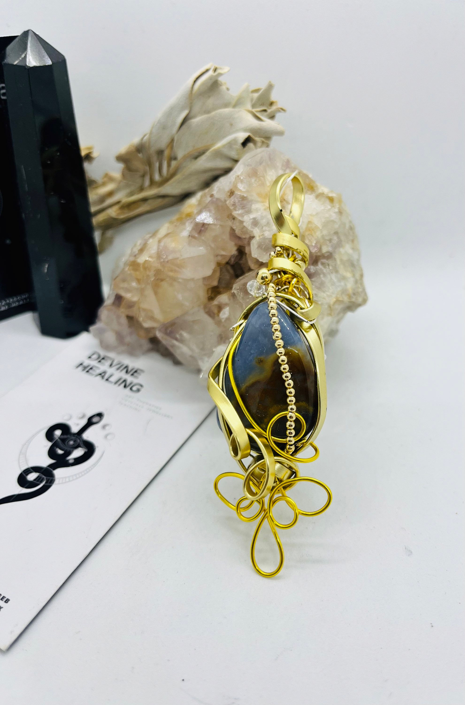 Blue chalcedony pendant