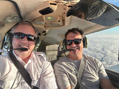 Student pilot on first flight lesson with Red Horse Aviation in San Diego