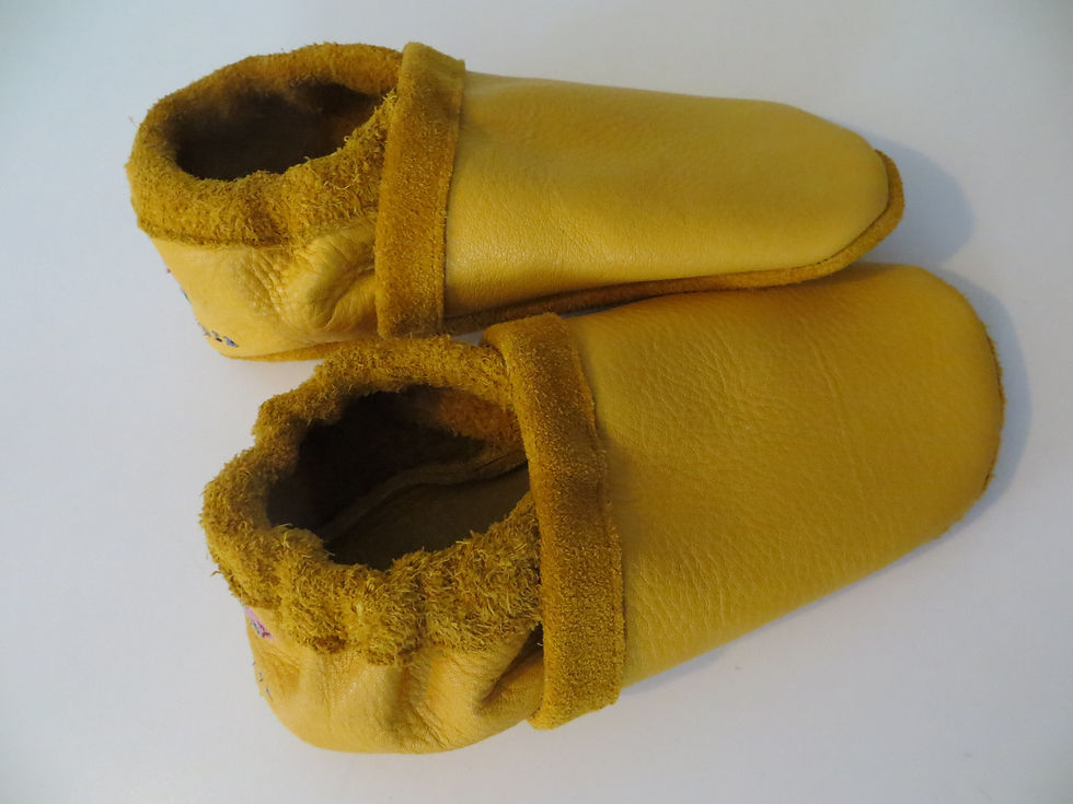 Thumbnail: Leather slippers organic leather yellow, color selection possible