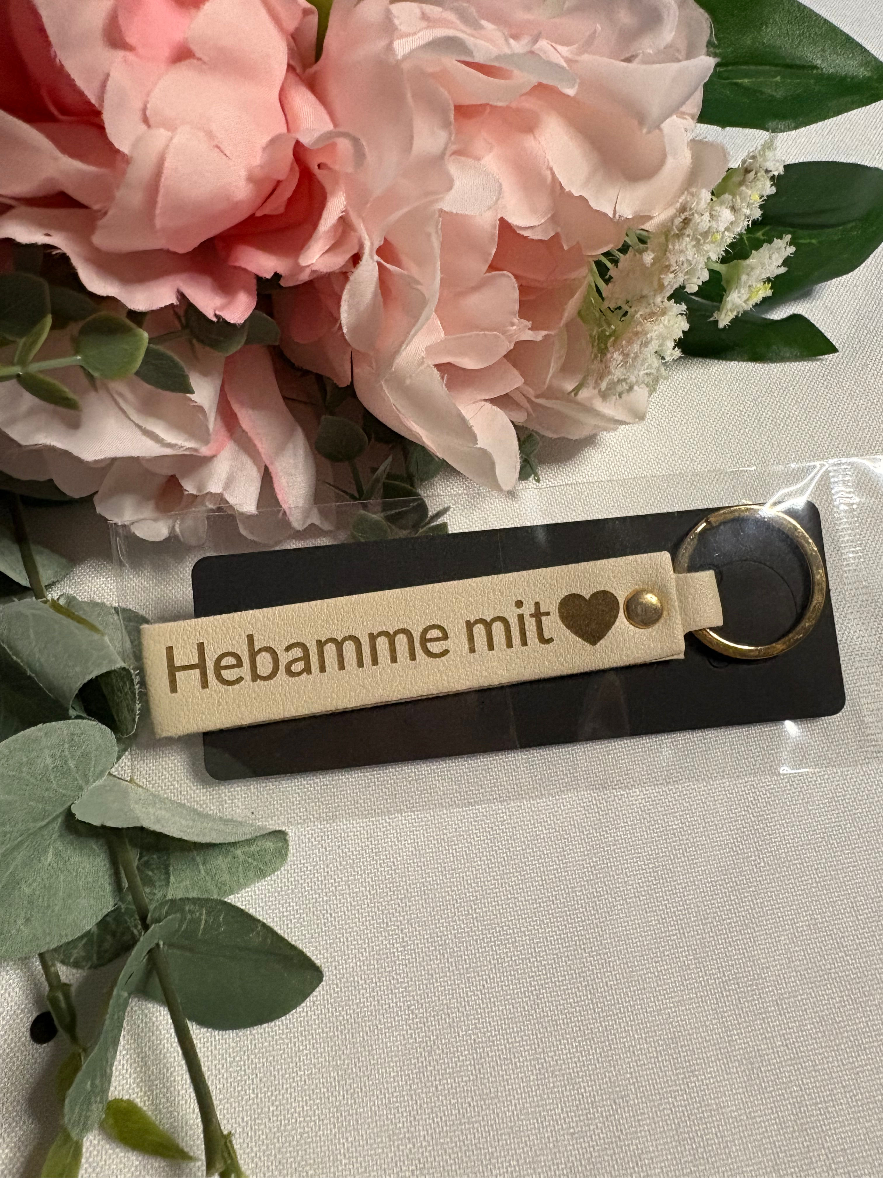 Schlüsselanhänger „Hebamme mit Herz“ aus Kunstleder–Wertschätzung zum Mitnehmen