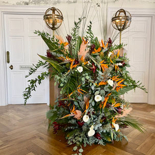 Strelitzia and calla display