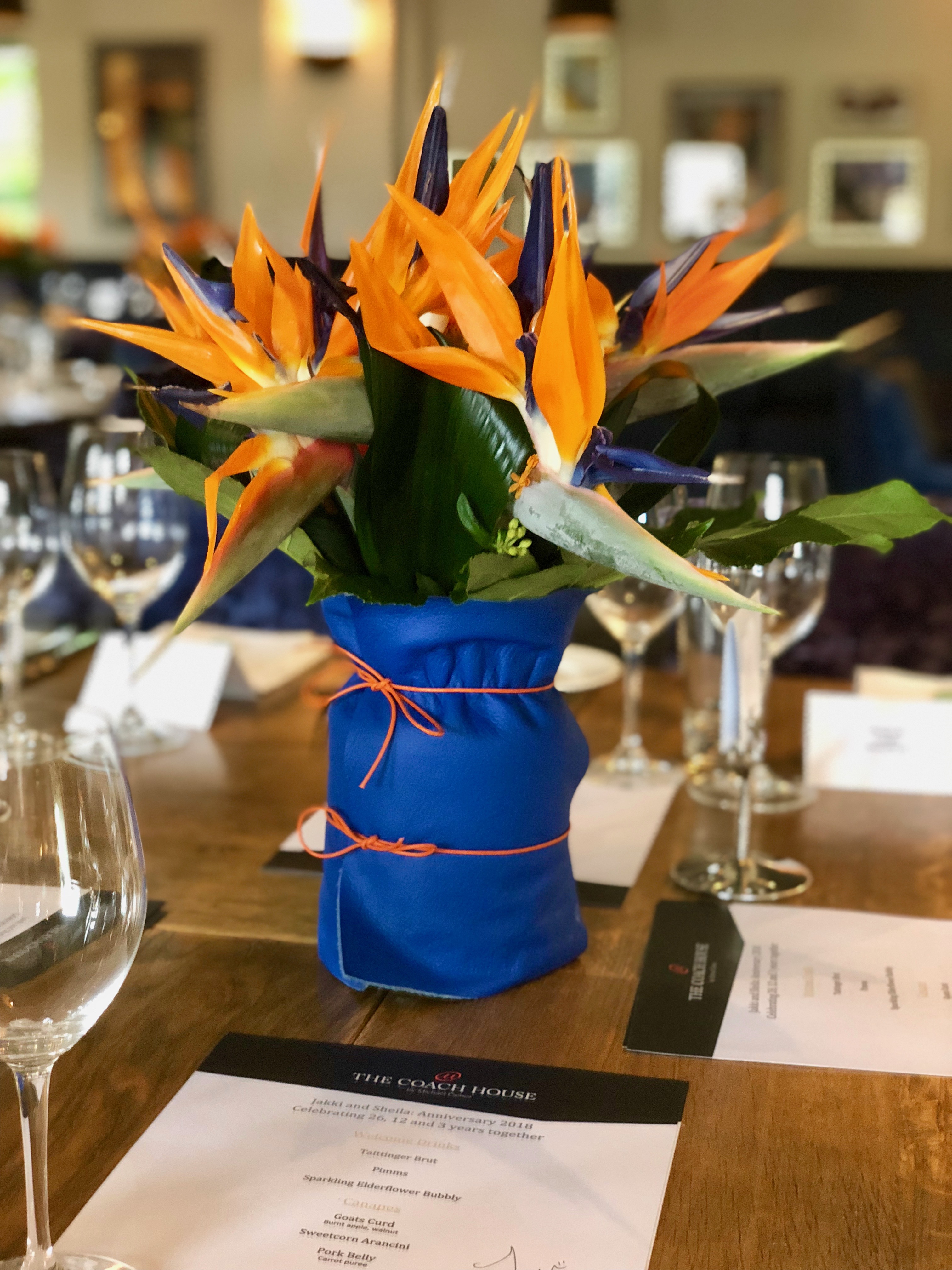 Strelitzia and Leather vase