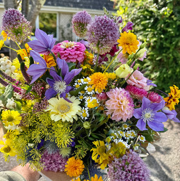 Mixed seasonal flowers and foliage