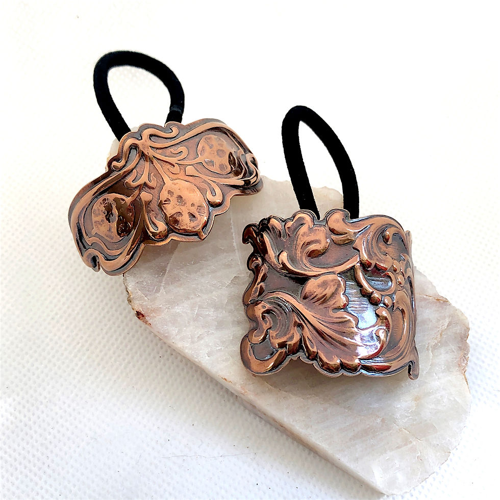 Bronze Embossed Ponytail Holders Vintage Designs