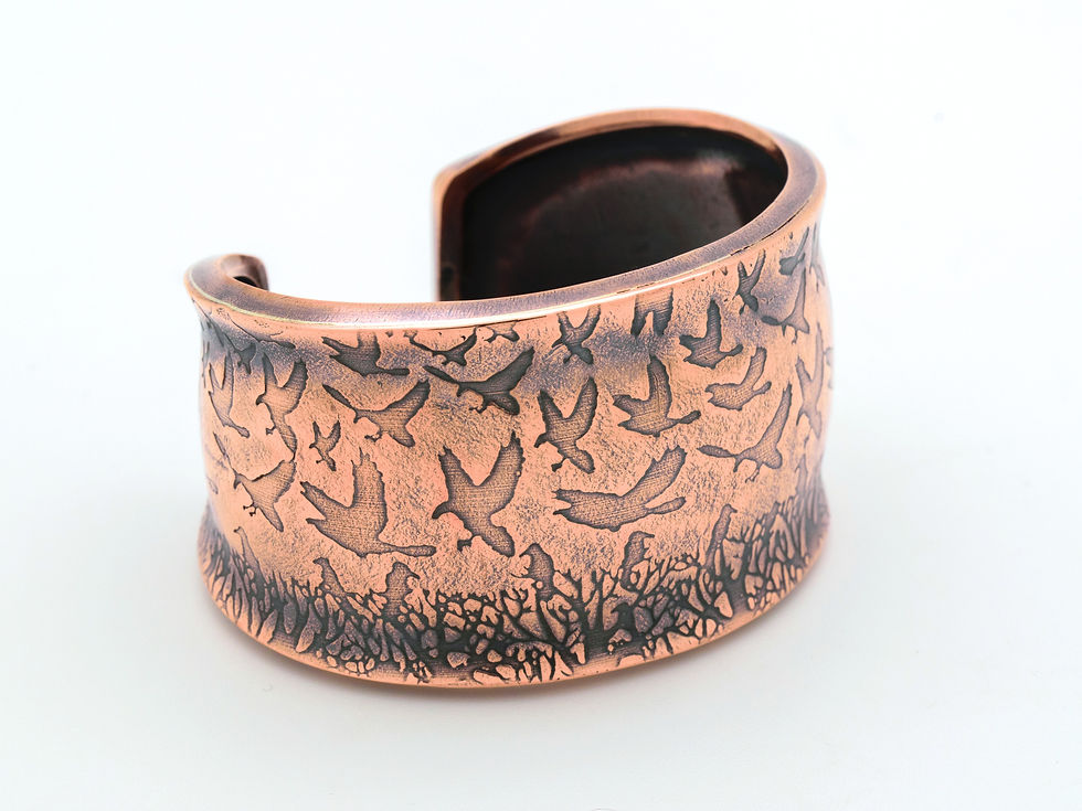 Ravens in Flight Wide Cuff Bracelet in Copper | Wide Cuff Bracelet for Men and W