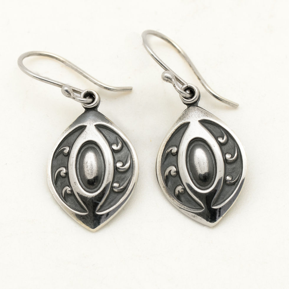 Thumbnail: Art Deco Eye Dangle Earrings in Sterling Silver