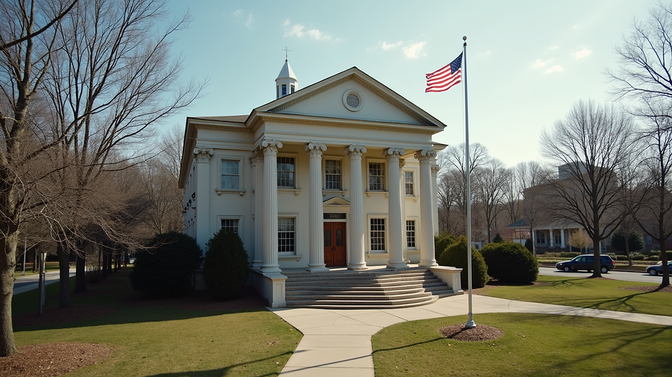 High angle view of a North Carolina courthouse building exterior