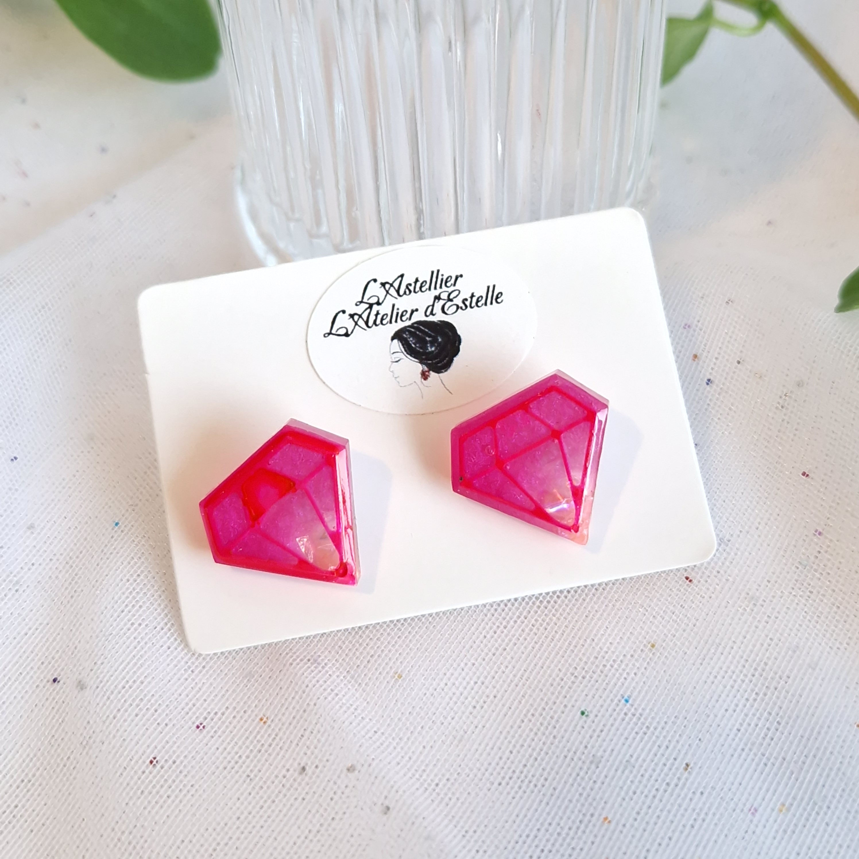 Puces Diamant rose vif, fushia
