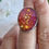 Miniature : Bague grand ovale rose et jaune paillettes