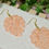 Miniature : Boucles d'oreilles Feuilles à paillettes rose saumon oranger 