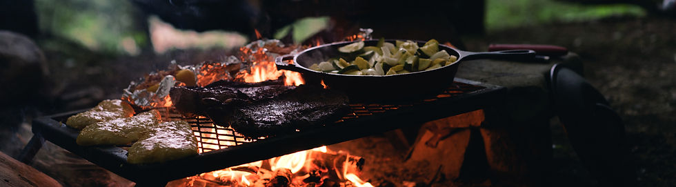 food grilling over fire