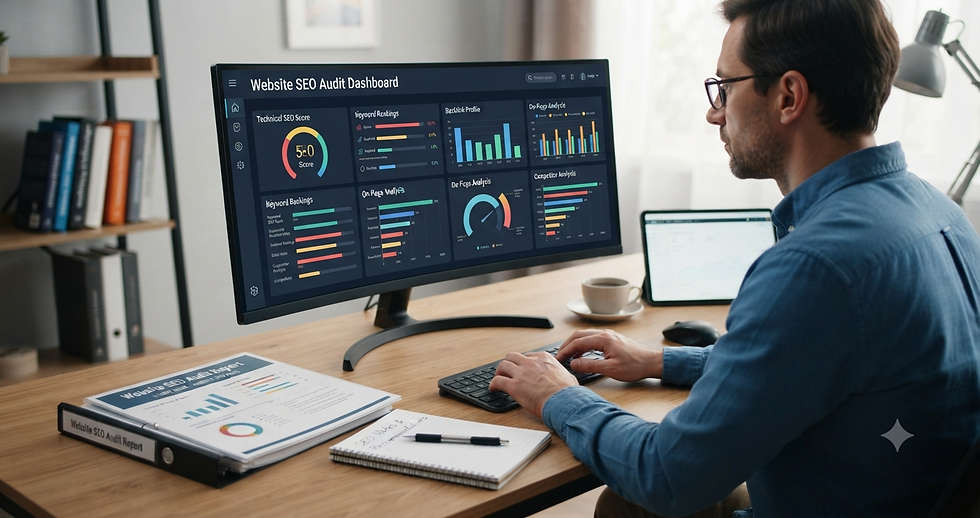 a person working on how to do SEO Audit on a website