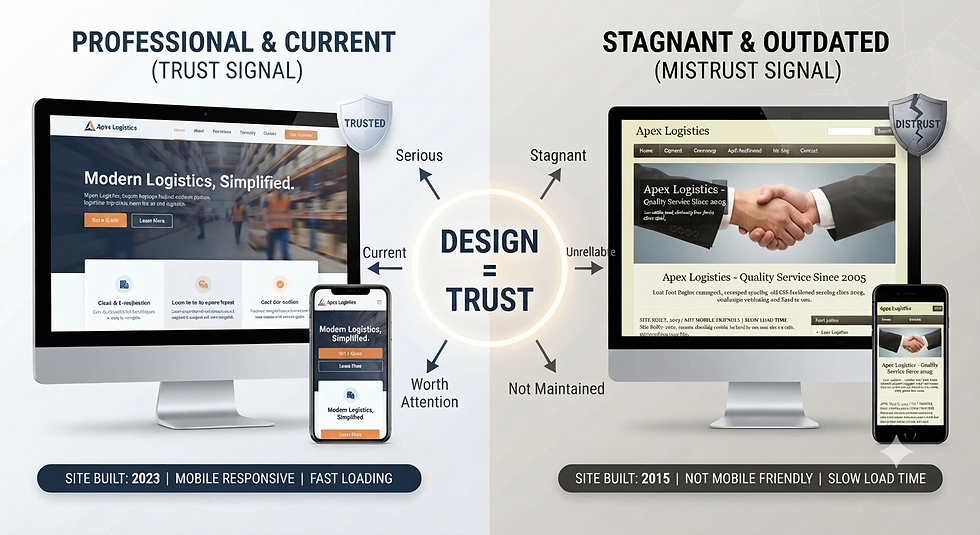 An infographic titled '7 Trust Signals for High-Converting Small Business Websites' showing seven numbered icons arranged around a central laptop icon, representing key elements like customer testimonials, professional design, security, transparent pricing, case studies, industry credentials, and easy contact methods, all leading toward business growth.An infographic titled '7 Trust Signals for High-Converting Small Business Websites' showing seven numbered icons arranged around a central laptop icon, representing key elements like customer testimonials, professional design, security, transparent pricing, case studies, industry credentials, and easy contact methods, all leading toward business growth.