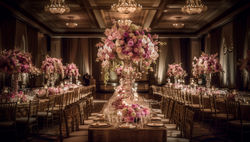 Luxury wedding celebration with elegant decor and lighting at holiday inn express & suites,Cadillac,