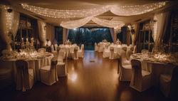 Luxury wedding reception with elegant table decor at holiday inn, Midland, Mi