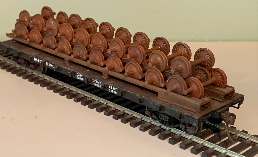 40' Flat Car + Rail  Wheel Load  -  HO