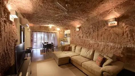 A modern underground living room