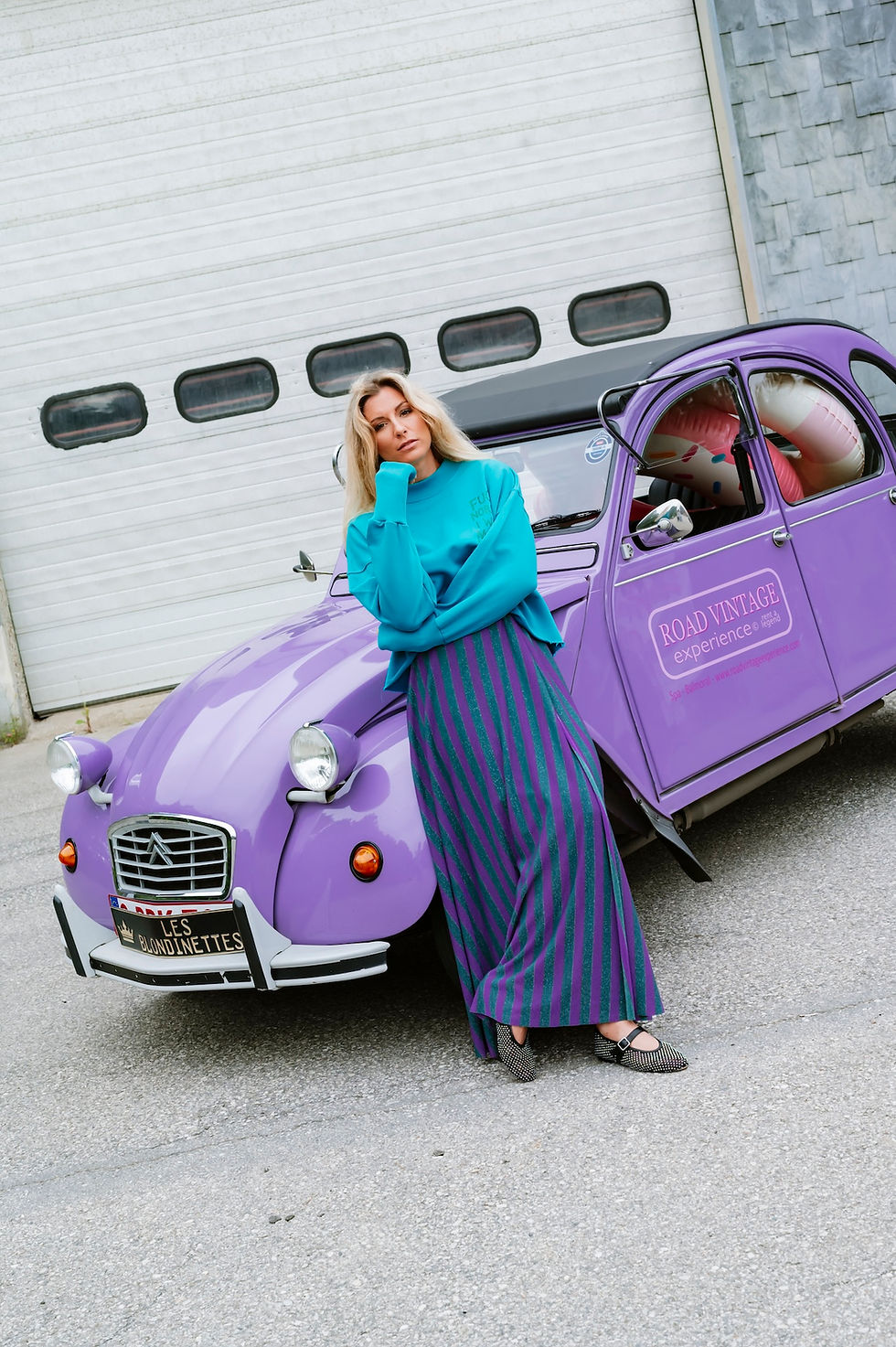 Miniature : Robe Longue Fil Lurex Décolleté V Emeraude Violet