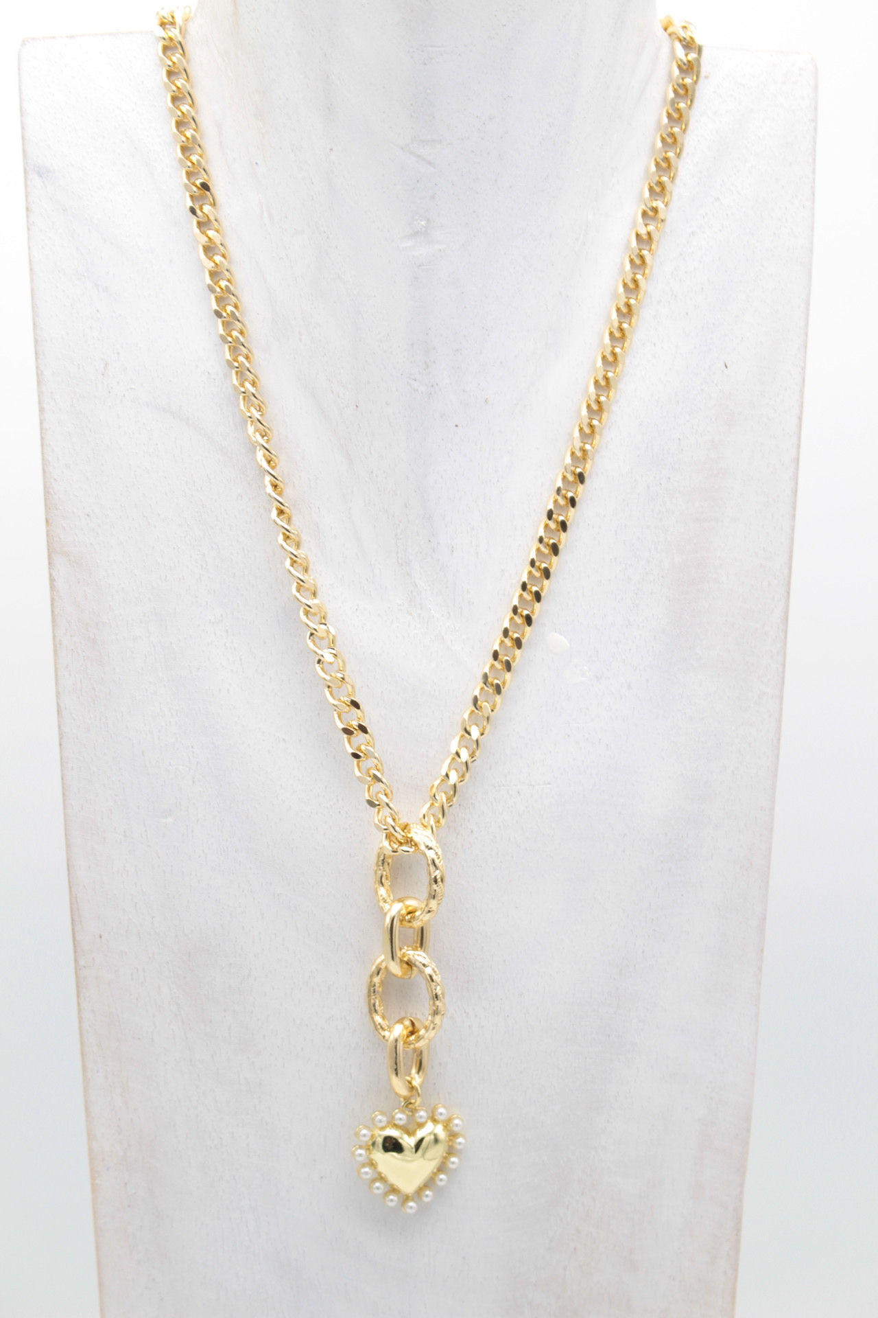 Collier Court Chaîne Coeur Or Mini Nacre