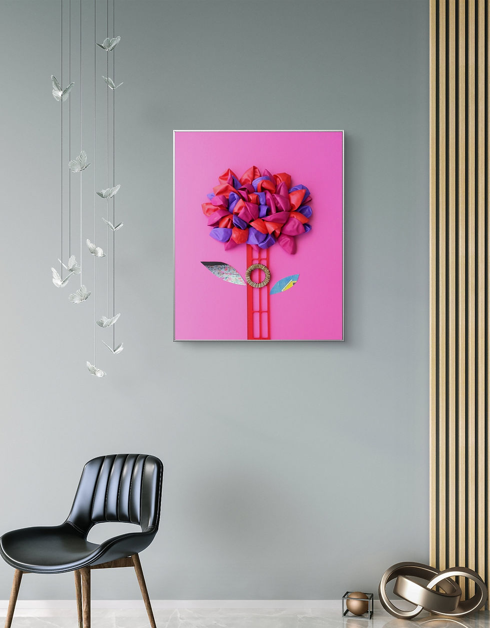 Thumbnail: Made of Maybes contemporary upcycled artwork by Lisa Watkins styled in a modern interior, showcasing sustainable art for desi