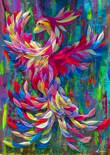 Elevate – Colourful Phoenix Art Print by Lisa Watkins | MyShinyMadness