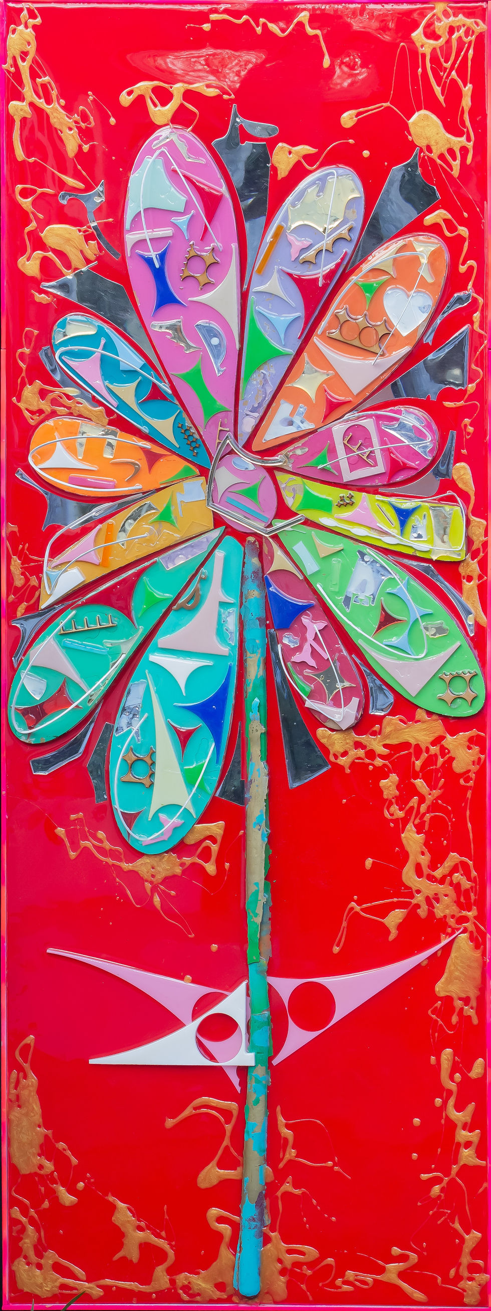 Luxury collectible flower wall art by Lisa Watkins creating a striking focal point within a sophisticated contemporary interi