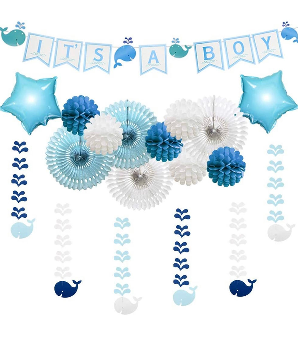 Blå babyshowerpakke, pynt babyshower, babyshower gutt