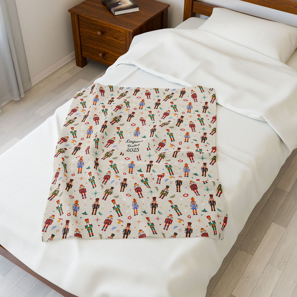 Thumbnail: Laguna Ballet Nutcracker Velveteen Plush Blanket Cream