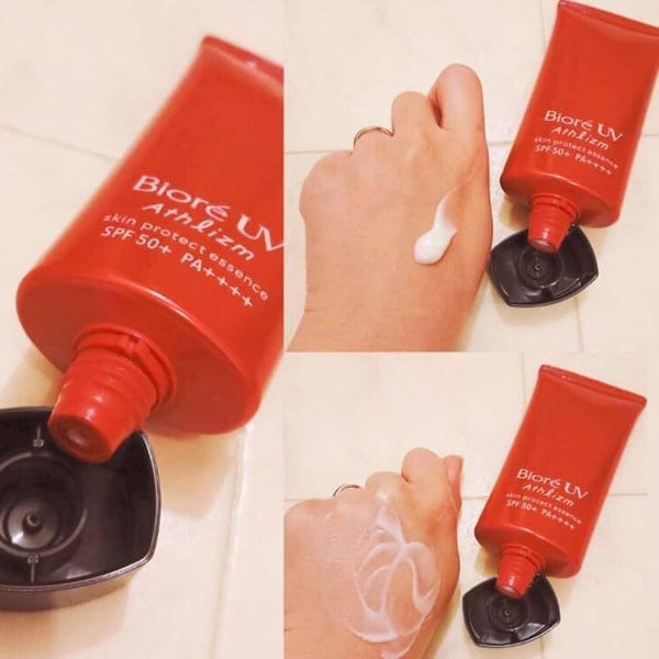 Tekstur & Packaging Biore UV Athlizm  jika di aplikasikan ke tangan