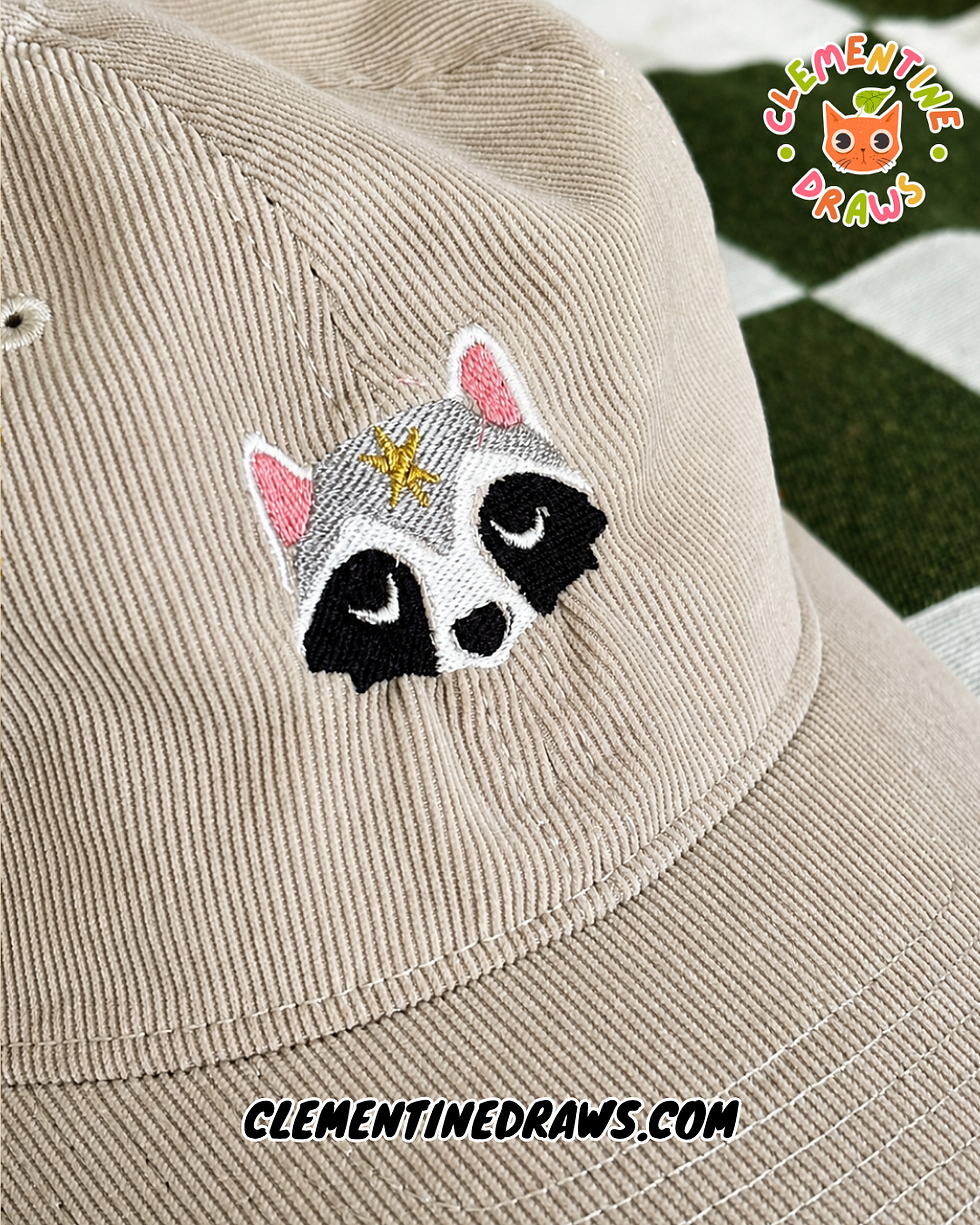Миниатюра: Raccoon Embroidery Hat