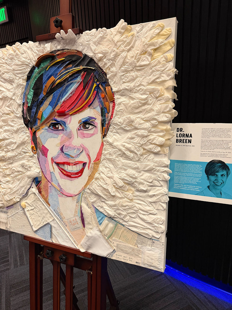 portrait of the late Dr. Lorna Breen made from medical supplies