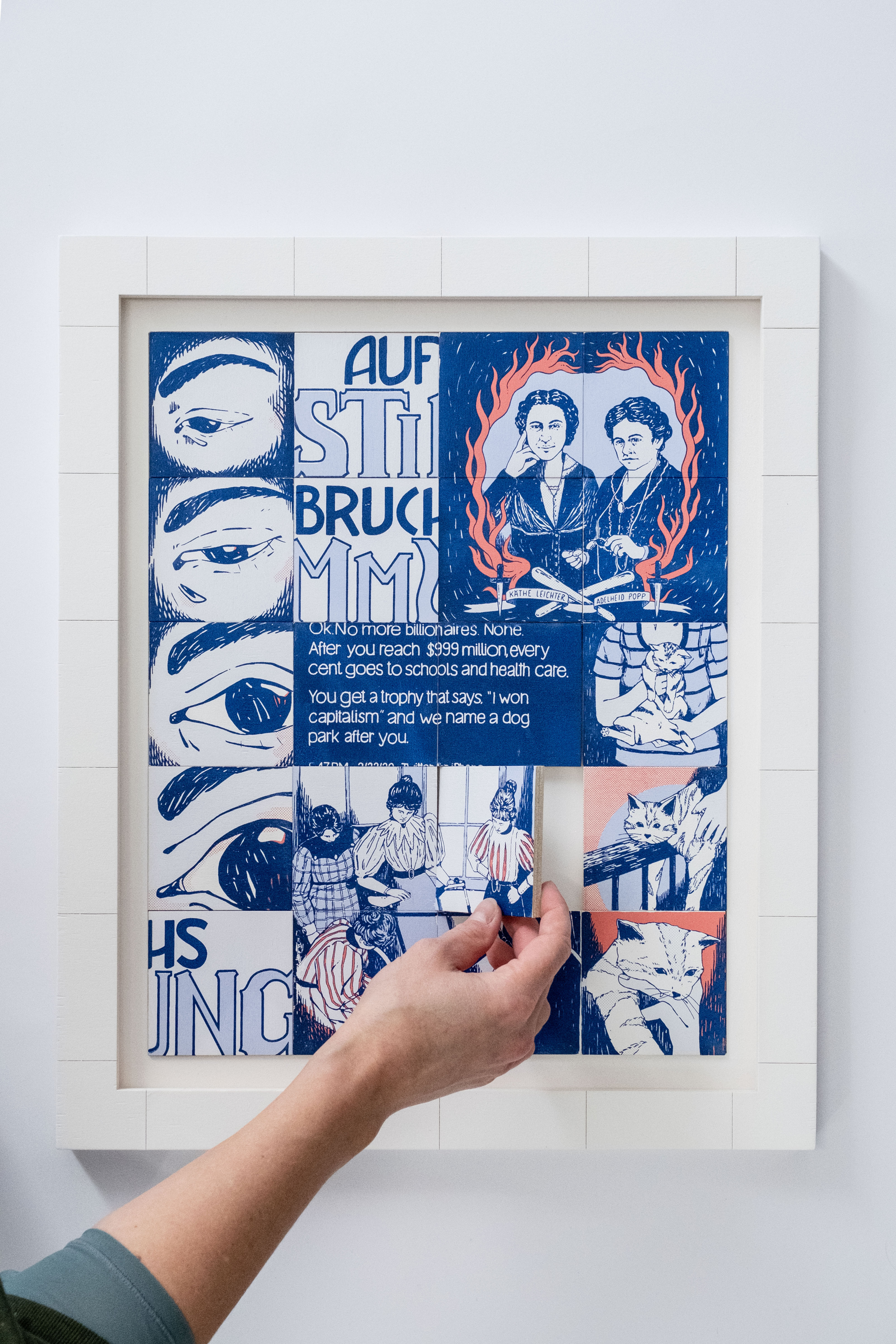 "Aufbruchsstimmung" screenprint on wooden Puzzle