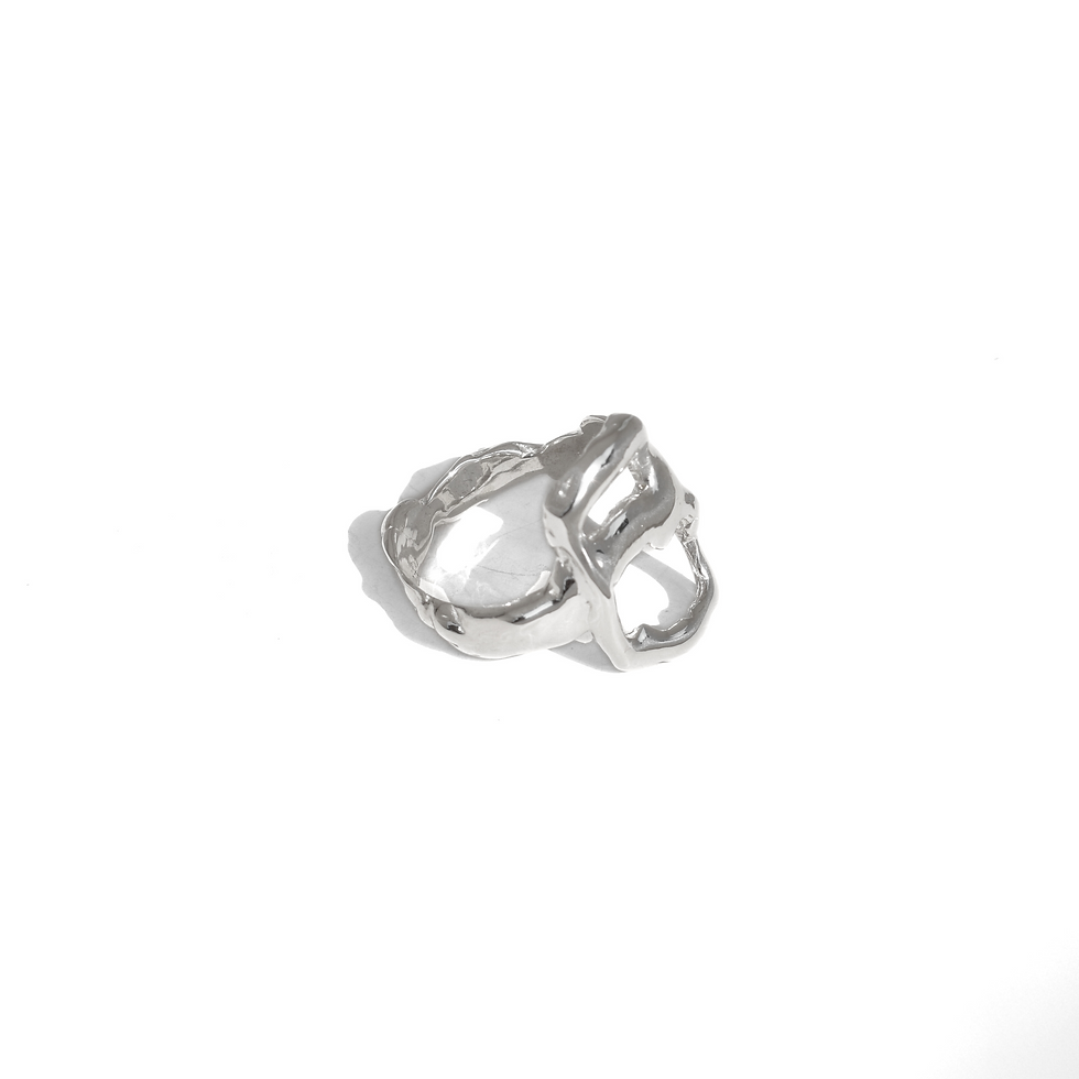 Thumbnail: Sterling silver openwork ring with bold organic design and polished sculptural finish.