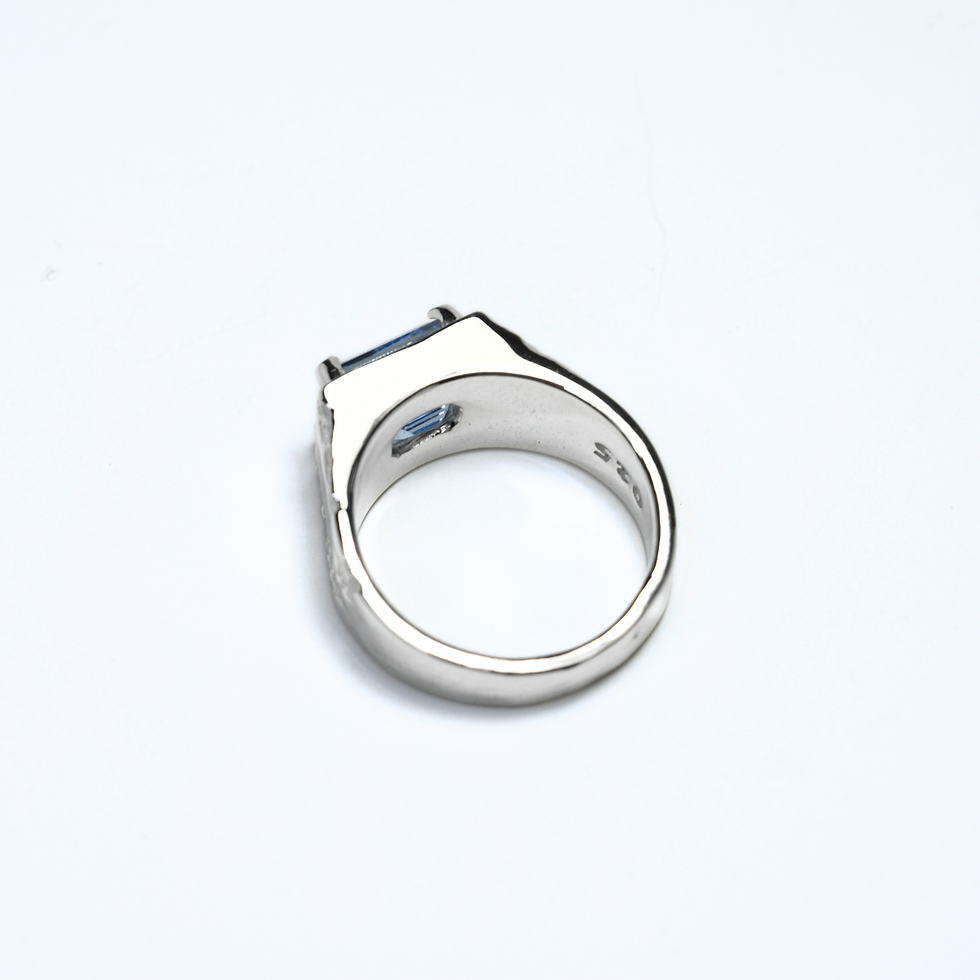 Thumbnail: Elegant high-polish ring with emerald-cut topaz, the November birthstone, symbolizing strength & beauty