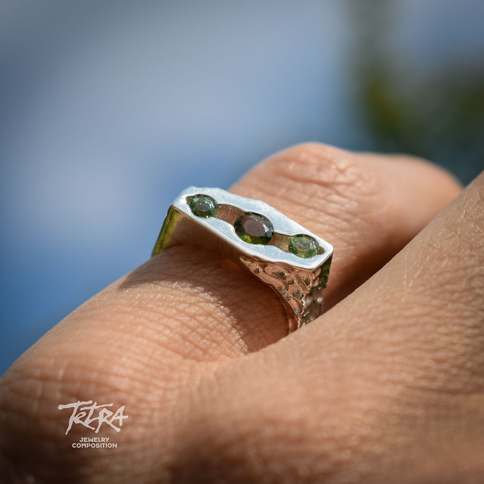 Thumbnail: Silver Ring with Floating Green Tourmaline | Hosta