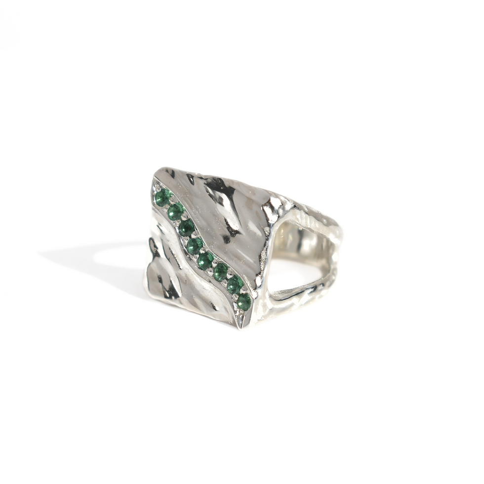 Thumbnail: emerald silver ring, nature-inspired ring