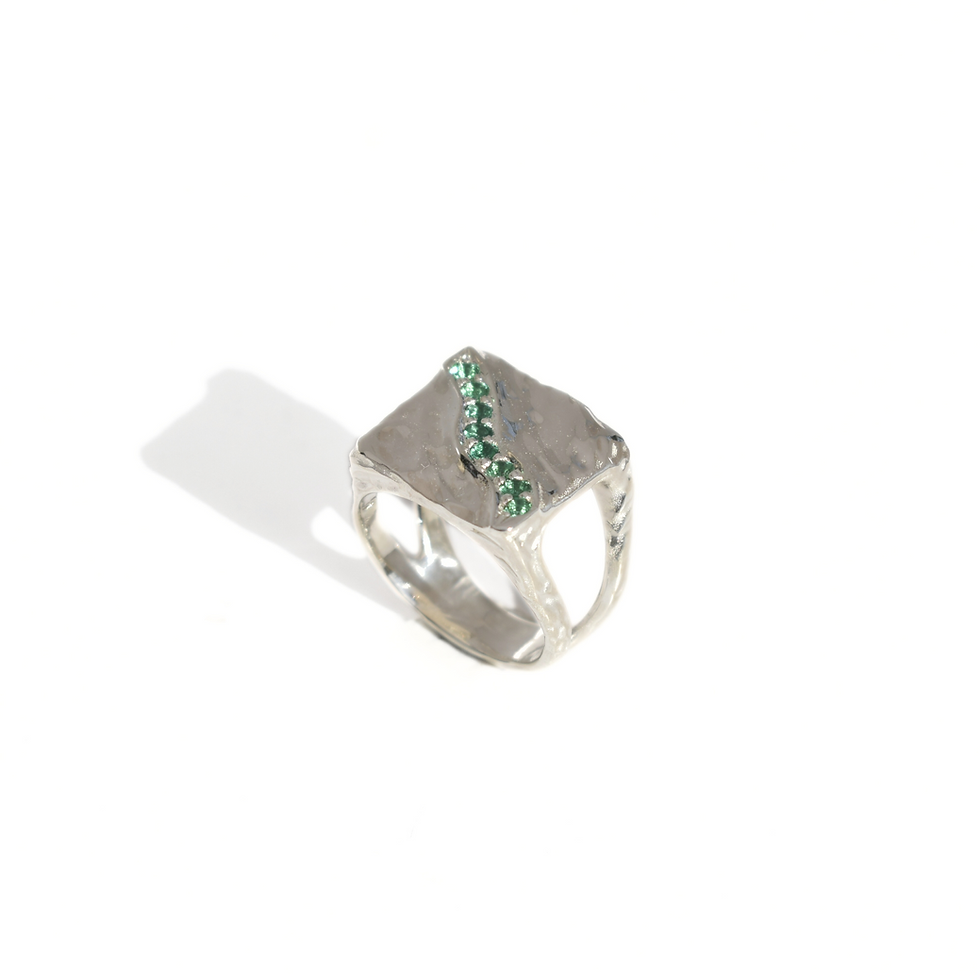 Thumbnail: emerald silver ring, nature-inspired ring
