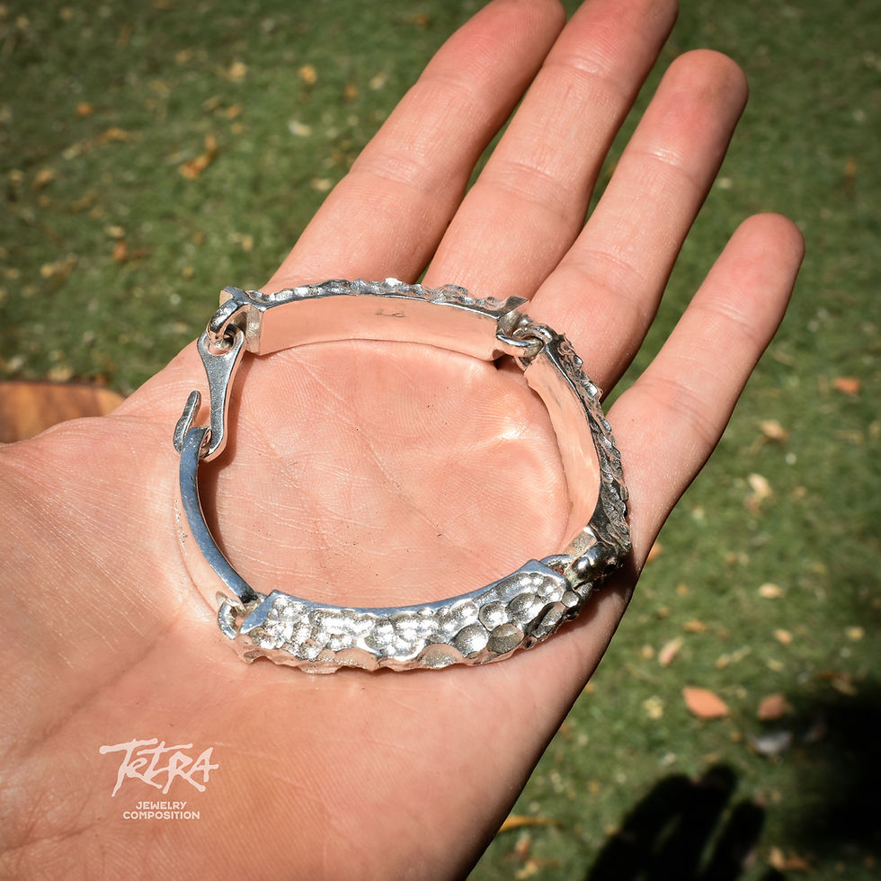 Thumbnail: Large chunky silver bracelet 