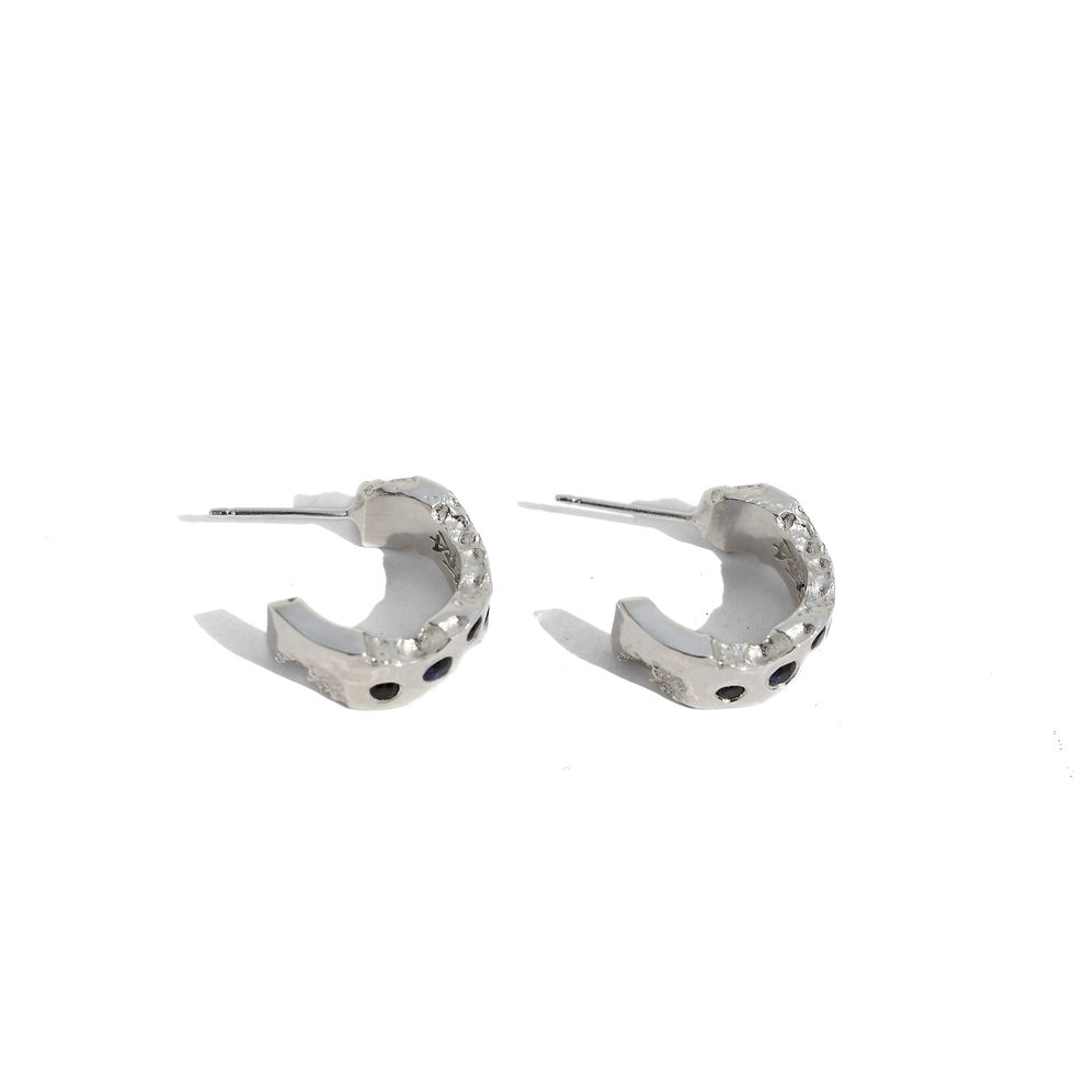 Thumbnail: Silver Hoop Earrings With Stone | Caranation