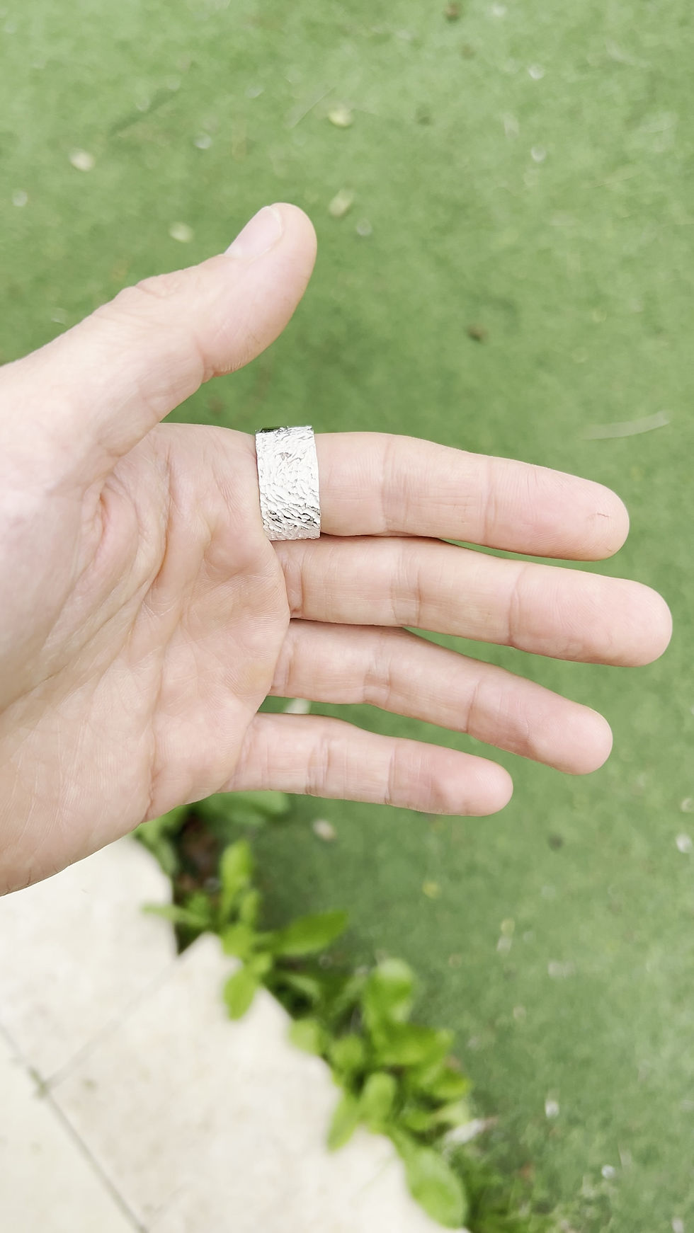 Thumbnail: Sterling silver ring with organic look featuring a 14K yellow gold , mixed metal ring